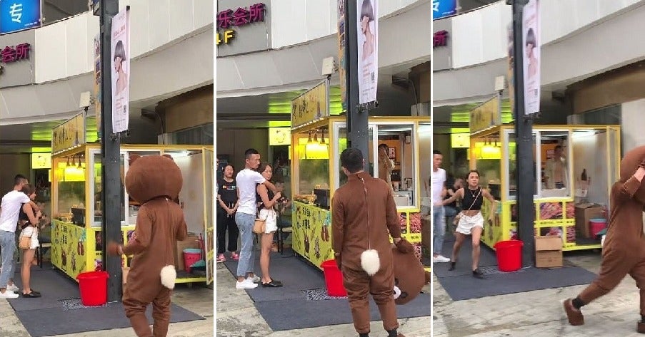 Man Travels 2,400Km &Amp; Wears Bear Costume To Surprise Gf, Sees Her In Another Guy'S Arms Instead - World Of Buzz 5