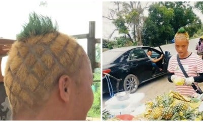 Pineapple Stall Owner Got A Matching Hairstyle To Boost His Sales And It Actually Happened! - World Of Buzz