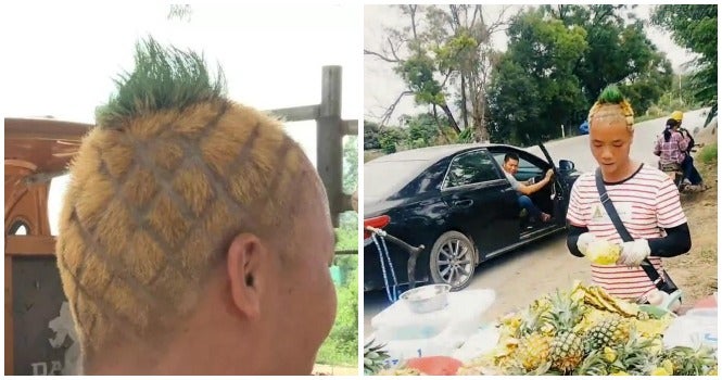 Pineapple Stall Owner Got A Matching Hairstyle To Boost His Sales And It Actually Happened! - World Of Buzz
