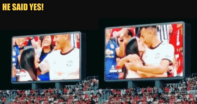 Singapore Lady Proposes To Boyfriend During Football Match, He Said Yes! - World Of Buzz 2