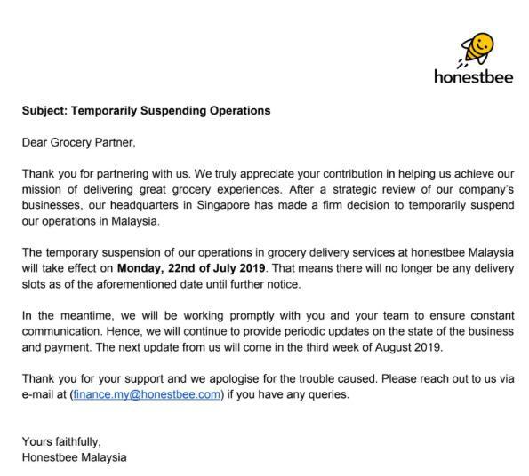 Starting 22Nd July, Honestbee Will No Longer Be Delivering Food &Amp; Groceries In Malaysia - World Of Buzz