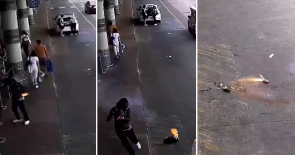 WATCH: CCTV Footage Shows Woman's Backpack Bursts into Flames Because Of Power Bank - WORLD OF BUZZ 1