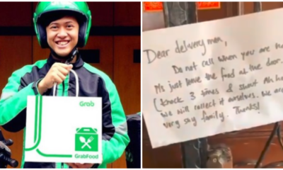 'Knock 3 Times &Amp; Yell Ah-Hoo', Shy Family Leaves Note For Grabfood Rider To Leave Food At Their Door - World Of Buzz