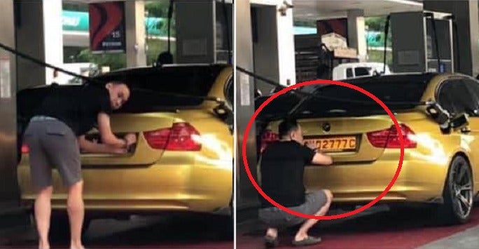 Singaporean Dad Kantoi Being Recorded Throwing Used Diaper On A Car Parked Behind His Car - WORLD OF BUZZ