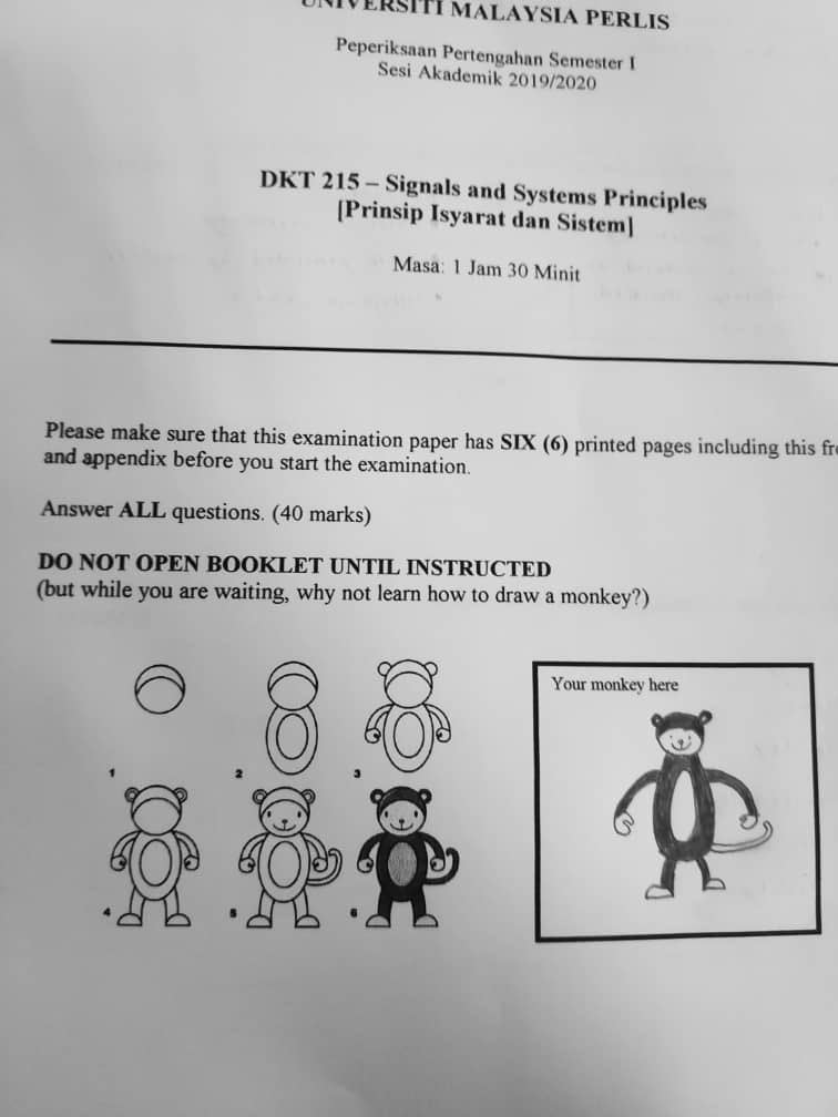 Universiti Malaysia Perlis Exam Paper Allows Students To Monkey Around Before Answering The Questions World Of Buzz 6