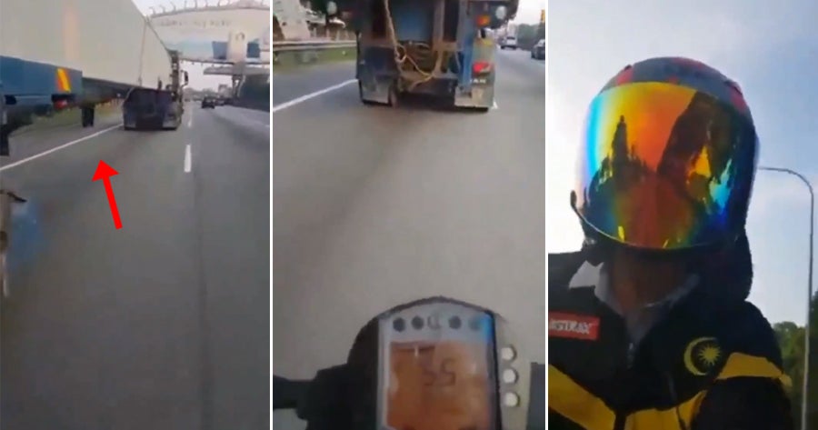 [Video] M'Sian Man Tries Dangerous Stunt By Riding Motorcycle Under Trailer &Amp; Laughs About It - World Of Buzz