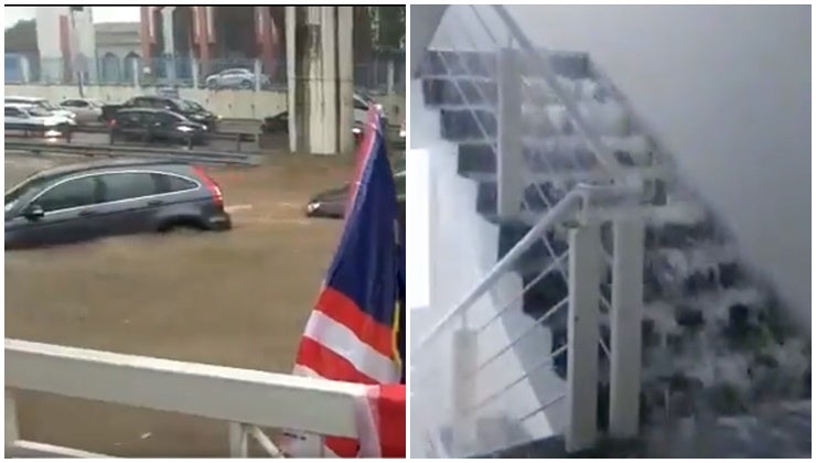 Watch Flash Flood Creates Waterfall On 16th Floor Of Shah Alam