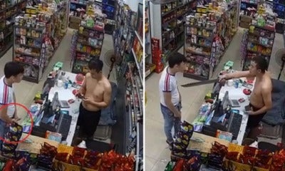 Watch: Would-Be Robber Pulls Out Knife, Shopkeeper Takes Out A Half-Metre-Long Parang In Return - World Of Buzz 4