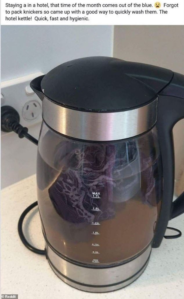Woman Used Hotel Kettle To Wash Period-Stained Underwear, Claims It's Hygienic &Amp; Quick - World Of Buzz 1