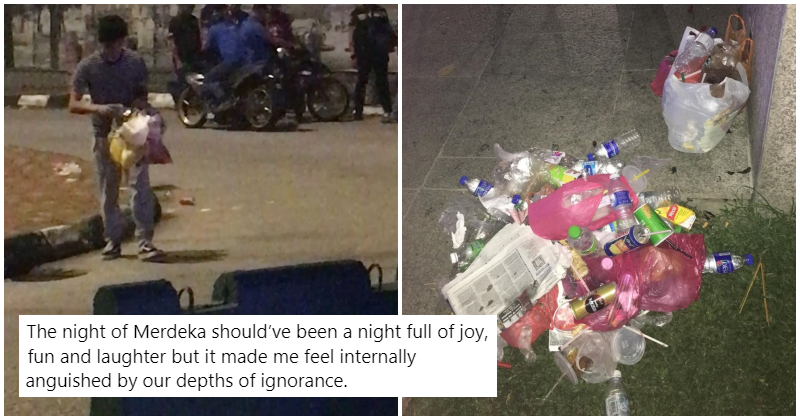 18yo Msian Boy Spent Hours Picking Up Litter After Everyone Proudly Yelled 'Merdeka' & Left - WORLD OF BUZZ