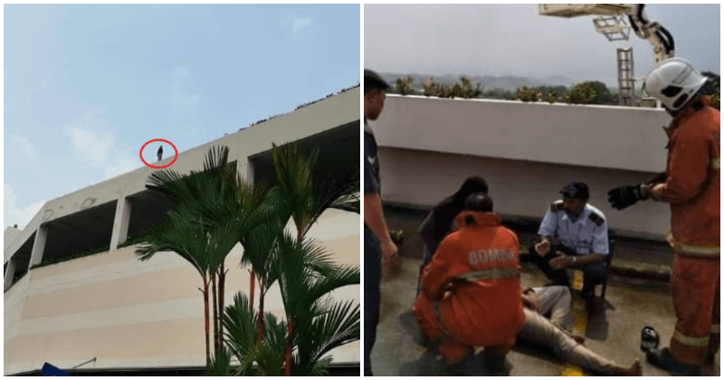 Bomba &Amp; Pdrm Saves Man Attempting To Jump From Rooftop Because Of Argument With Parents - World Of Buzz 1