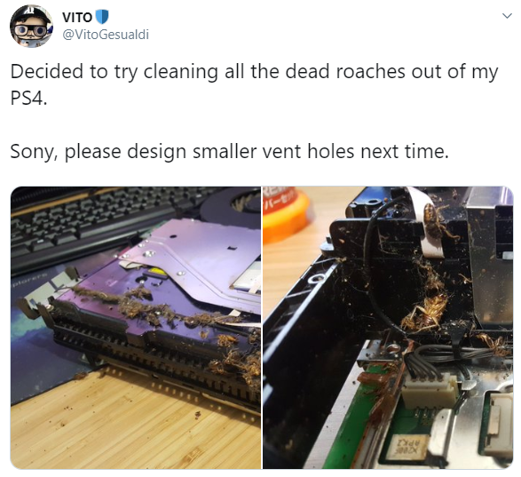 EWWWW!!! His PS4 Was Infested With Roaches And Apparently Its Common - WORLD OF BUZZ