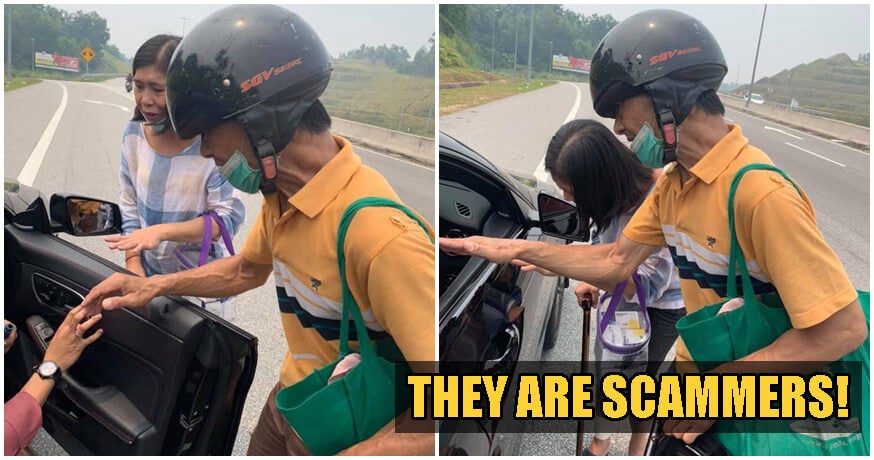 Beware: Elderly Couple Seen In Kl &Amp; Selangor Is Scamming Drivers By Saying Their Motorbike Broke Down! - World Of Buzz