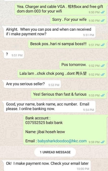 Fb Netizen Posts Hilarious Conversation Of An Alleged Scammer Getting &Quot;Scammed&Quot; Back - World Of Buzz