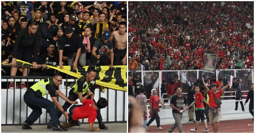 Indonesian Football Fans Throw Stones & Bottles at Harimau Malaya Fans After They Lose Match - WORLD OF BUZZ 1