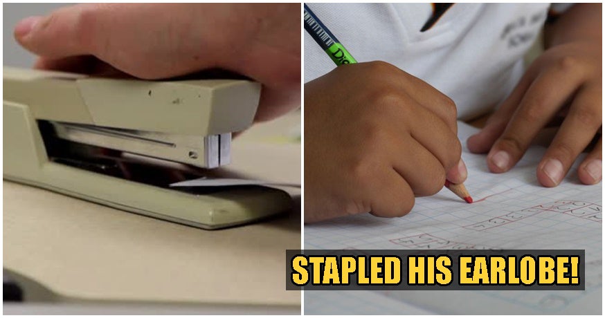 K.Kinabalu Teacher STAPLES 10yo Student's Ear Because He Didn't Finish His Homework - WORLD OF BUZZ