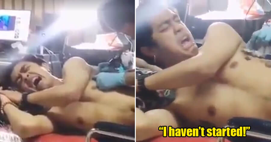 Watch: This Guy Is Such A Drama Queen That He Screams All The Way While Getting A Tattoo - World Of Buzz