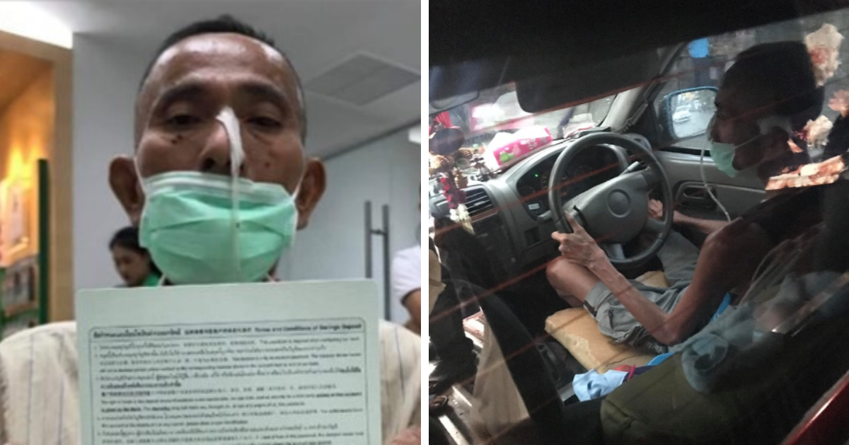 Thai Man Drives His Cab Daily While Attached To Nasal Feeding Tube To Pay Off His Medical Expenses - World Of Buzz