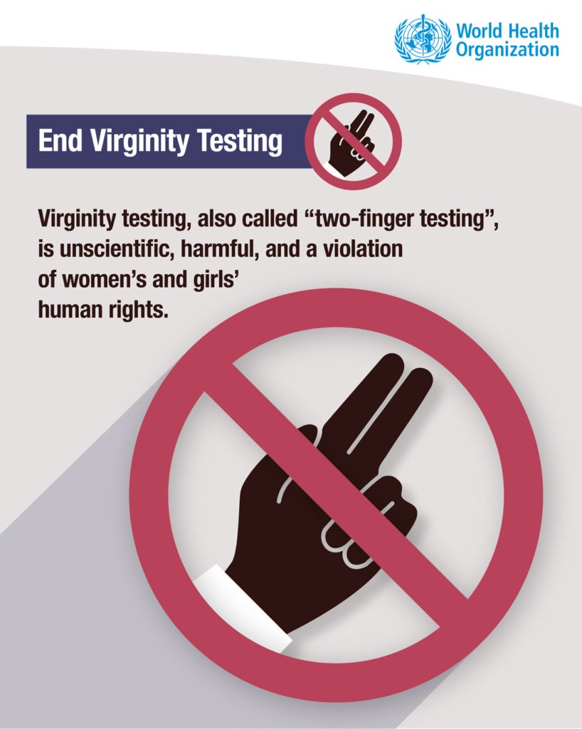 "Two-Fingers Virginity Testing Must Stop" Says WHO - WORLD OF BUZZ