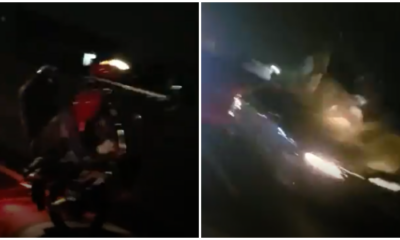 Speeding Car Sends Motorcyclist Flying After He Was Performing Wheelies In The Middle Of The Road - World Of Buzz