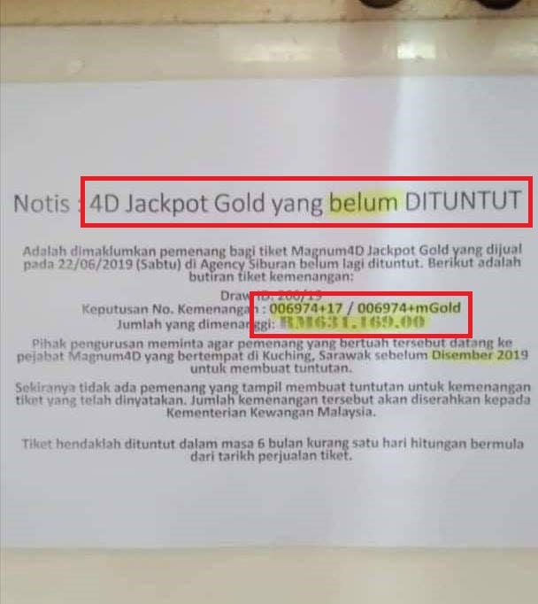 Are YOU The Winner Of This Unclaimed RM631,169 Lotto Prize In Kuching? - WORLD OF BUZZ