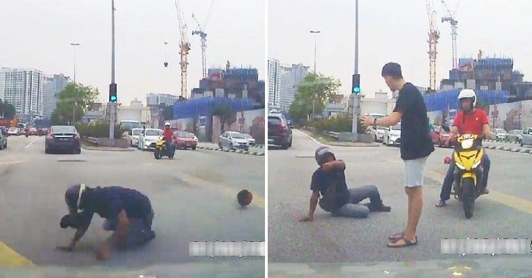 Motorcyclist Pretends to Get Hit By Car at Old Klang Road So He Can Scam Money From Driver - WORLD OF BUZZ 4