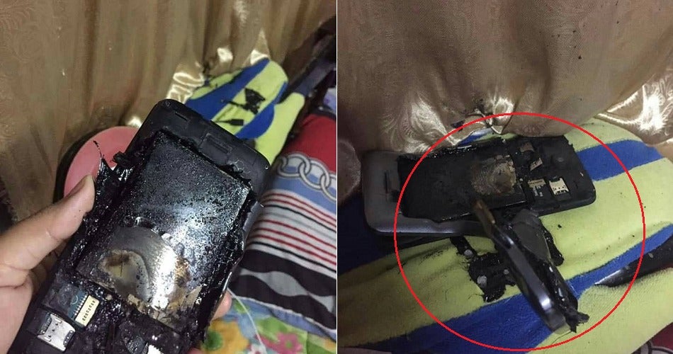 M'sian Shares How Phone Exploded When Charging Overnight, Curtain & Pillow Caught On Fire - WORLD OF BUZZ