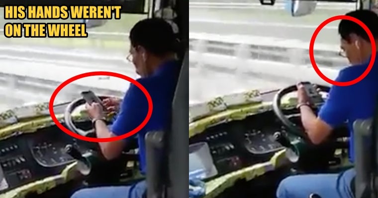 Reckless Perak Bus Driver Speeds On The Fast Lane While Using The Phone With Both Hands - World Of Buzz 1