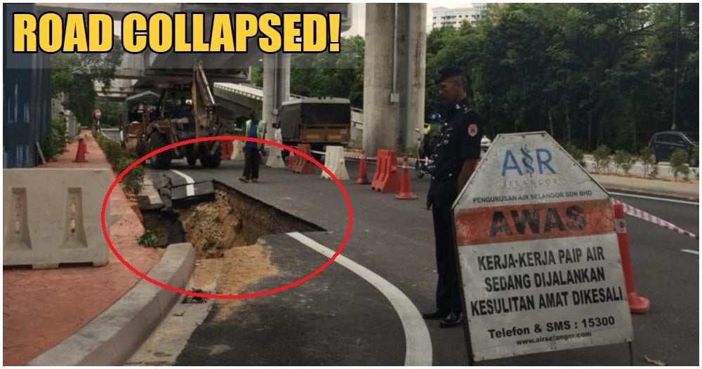 Road In Bandar Utama Collapses Because Of Burst Pipe, Power Cut For A Brief Time - World Of Buzz