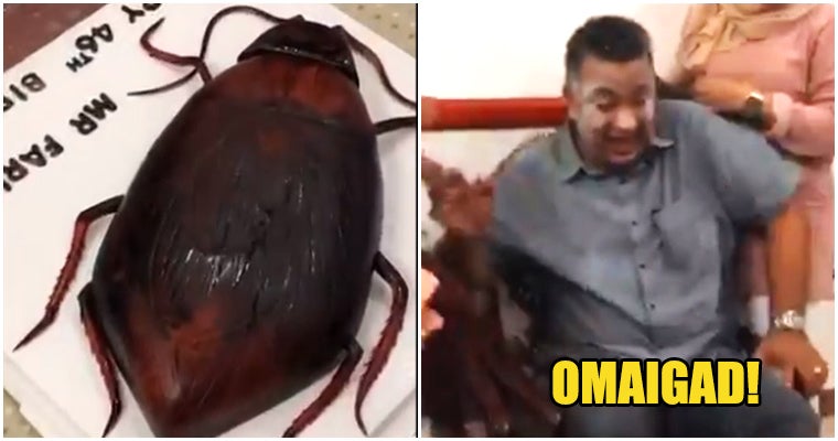 Video: Father Had A Mini Heart Attack When Surprised With A Realistic Cockroach Cake For Birthday - World Of Buzz