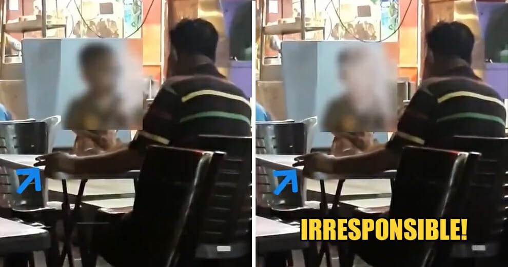 Watch: Irresponsible M'sian Father Smokes in Public, Purposely Blows the Residue to His Toddler Son - WORLD OF BUZZ