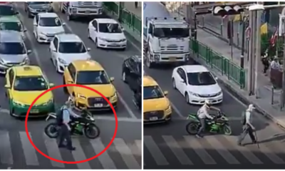 Watch: Kind Motorcyclist Block Heavy Traffic So That Blind Man Can Cross The Road - World Of Buzz
