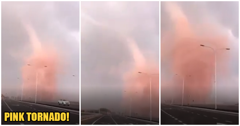 Watch: Man Drives Into Pink Tornado In Johor Believed To Be Caused By Chemical Pollution - World Of Buzz