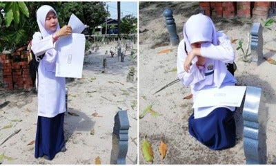 12Yo Penang Girl Tearfully Reads Her Upsr Results Out At Her Mother'S Grave In Heartbreaking Post - World Of Buzz