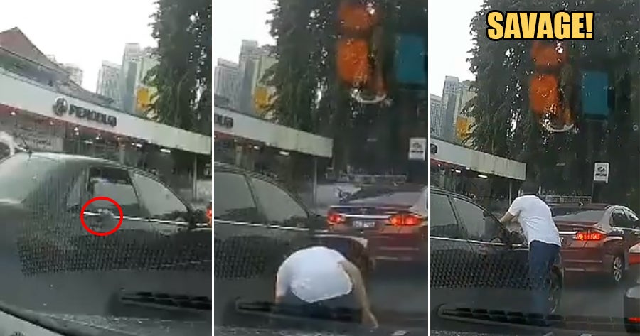 Watch: Shameless M'sian Throws Rubbish Out Of Car But A Pedestrian Picks It Up &Amp; Puts It Back On Car - World Of Buzz