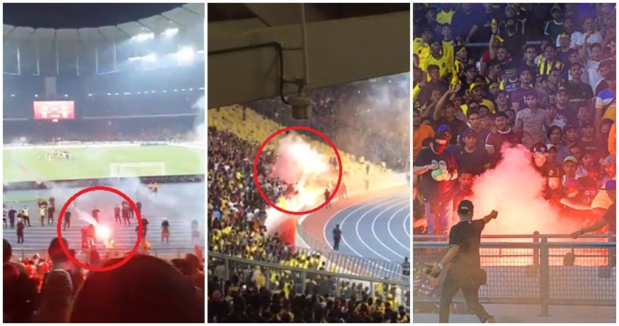Angry Indonesian Football Fans Throw Lit Flares At M'sians After Harimau Malaya Scores 1st Goal - WORLD OF BUZZ