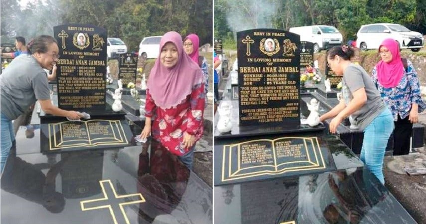 Muslim Lady Visits & Cleans Grandma's Grave On All Souls Day, Gets Praised By Netizen - WORLD OF BUZZ