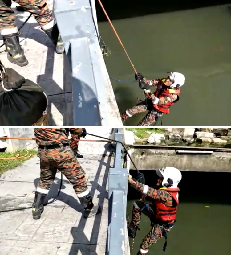 Johor Firemen Spent an Hour to Rescue a Cat That Fell Into a 6-Metre Drain - WORLD OF BUZZ 2