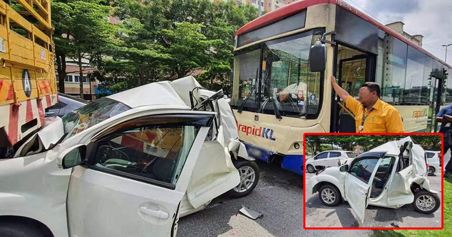 Myvi Crushed To Half Its Size In Horrific Accident With Rapidkl Bus, Suspe - World Of Buzz