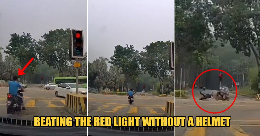 Video: M'sian Man Who Beat The Red Light With No Helmet On Gets Into Horrific Accident - World Of Buzz