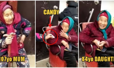 Watch: Tender Moment When 84Yo Woman Beams After Receiving Candy From Her 107Yo Mum - World Of Buzz