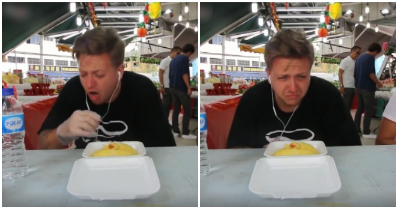 Angmoh Guy Tries Durian For The First Time, Cries Because He Cannot Handle The 'Odour' - World Of Buzz