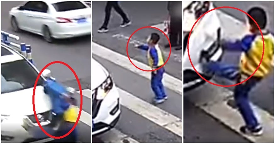 Brave Boy Scolds Driver &Amp; Kicks His Car After He Sent His Mother Flying Down The Street - World Of Buzz