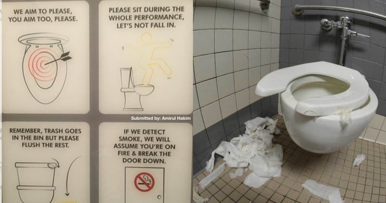 Malaysian Netizens Share Hilarious Public Toilet Hygiene Signs, We'Re Laughing With Our Nose Pinched - World Of Buzz 1