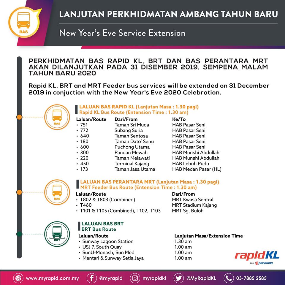 Rapid KL To Extend Operation Hours Of Selected Lines For 2020 New Years Day Countdown - WORLD OF BUZZ 1