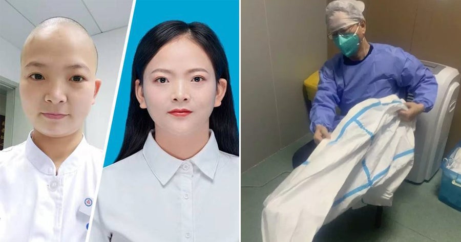 30yo Wuhan Nurse Shaves Her Head to Prevent Cross-Infection & Save Time While - WORLD OF BUZZ