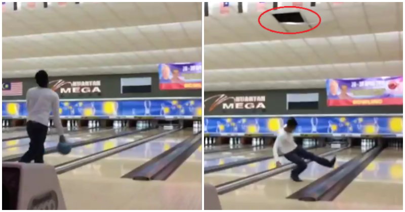 Kuantan Man Accidentally Throws Bowling Ball Through Alley'S Ceiling Before Slipping On Lane Floor - World Of Buzz