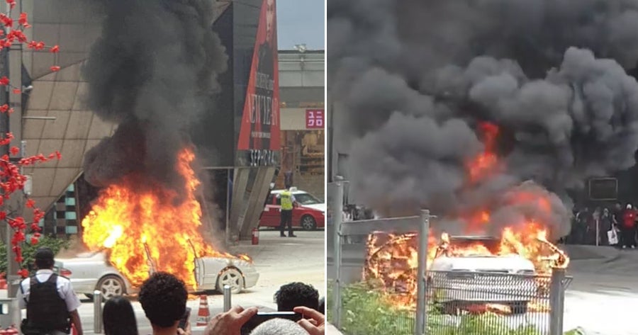Watch: Car Bursts Into Flames Right Outside Pavilion Kl Shopping - World Of Buzz