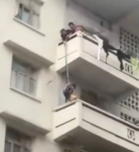 Priorities: Grandmother Hangs Her Grandson From 5th Floor To Rescue A Kitty - WORLD OF BUZZ 2