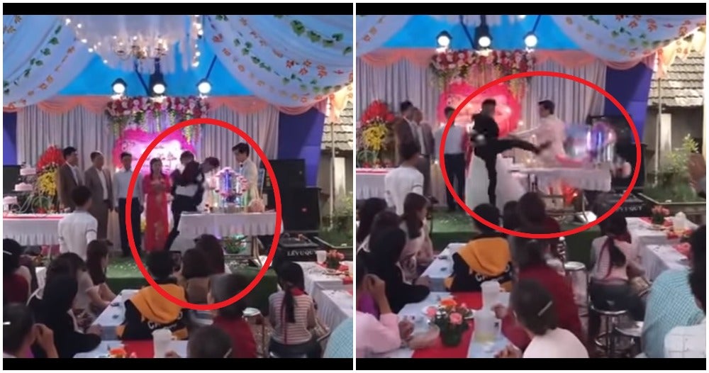 Watch: Groom Shockingly Ruins Wedding By Kicking Champagne, Turns Out The True Culprit Is Someone Else! - WORLD OF BUZZ 2